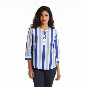 Blue and White Striped Shirt by J Crew size S